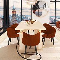 Contemporary dining table MINAHlacquered woodpolished brasslacquered wood base