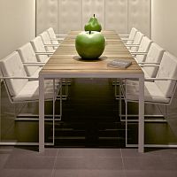 Contemporary table NIMIO teakglassceramic