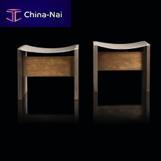 Contemporary stool RIOleathersolid woodbrass base