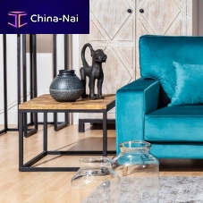 Contemporary side table SHANGRIwoodenpainted metal basesquare