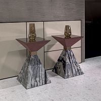 Contemporary side table ANDYlacquered woodonyxmarble base