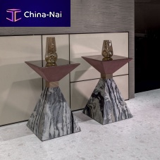 Contemporary side table ANDYlacquered woodonyxmarble base