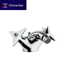 Double-handle bidet mixer tap 5514countertopchromed metalceramic