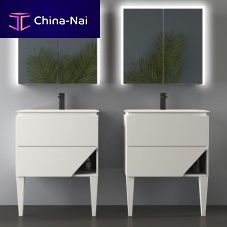 Double washbasin cabinet 1973free-standingsolid woodSolid Surface