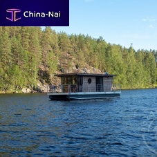 Catamaran houseboat Eco23outboarddouble terrace deckaluminum