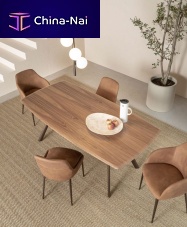 Contemporary table PARADISEwalnutoaklacquered aluminum base