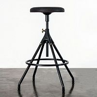 Contemporary bar stool AKRON leathersteel basecast iron base