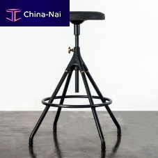 Contemporary bar stool AKRON leathersteel basecast iron base