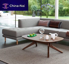 Contemporary coffee table CROSSwoodenovalround