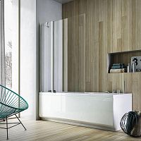 Pivoting bath screen SOHO QVleft handtempered glass2 panels