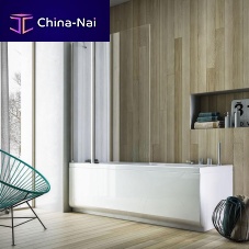 Pivoting bath screen SOHO QVleft handtempered glass2 panels