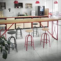 Contemporary bar stool Ferrovitosbeechlacquered metal base4-legged