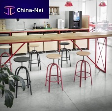 Contemporary bar stool Ferrovitosbeechlacquered metal base4-legged