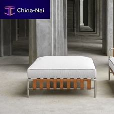 Contemporary pouf Onsen water-repellent fabricsynthetic leatherstainless steel
