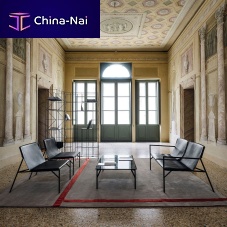 Contemporary upholstered bench TOUT LE JOURleathermetal basemetal