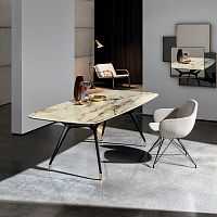 Contemporary table Arkos shaped 02glassceramicaluminum base