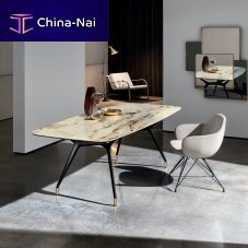 Contemporary table Arkos shaped 02glassceramicaluminum base