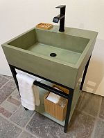Steel vanity top concretecustomwith towel rack