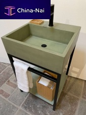 Steel vanity top concretecustomwith towel rack