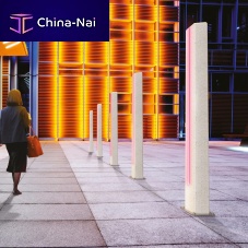 Contemporary light column OBELIXengineered stoneLEDoutdoor