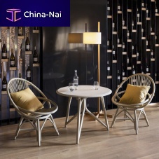 Contemporary dining table Kirirattansolid wood baseround