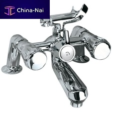 Double-handle shower mixer tap CONTINENTAL: CON-CHR-271KNfor bathtubdeck mountedchromed metal