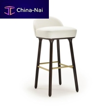 Contemporary bar stool BEETLEY leatherwooden baseupholstered