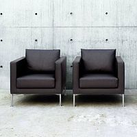 Contemporary armchair BOXfabricleatherpine