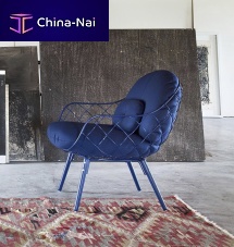 Contemporary armchair Piafabricpowder-coated steelwire