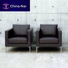Contemporary armchair BOXfabricleatherpine