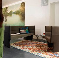 Contemporary upholstered bench CUPsolid woodwith backrestexterior