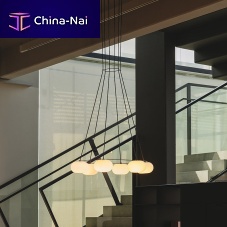 Contemporary chandelier KNOCKlacquered steelblown glass6 light