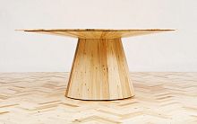 Contemporary table WASTE NOT WANT NOTwoodenroundin reclaimed material