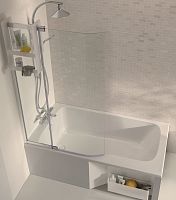 Rectangular bathtub-shower combination free-standingacrylic