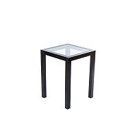 Contemporary side table OPALglassbeech basesquare