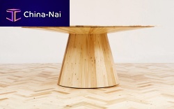 Contemporary table WASTE NOT WANT NOTwoodenroundin reclaimed material