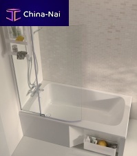 Rectangular bathtub-shower combination free-standingacrylic
