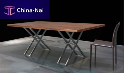 Contemporary dining table LOSTwoodenchromed metalrectangular