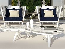 Contemporary coffee table NESSmarblelacquered stainless steel baseacrylic base