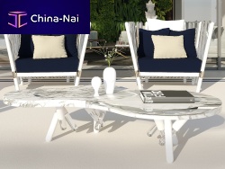 Contemporary coffee table NESSmarblelacquered stainless steel baseacrylic base