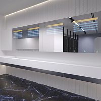 Bathroom mirror cabinet with paper towel dispenser SWAR TVwith soap dispenserwith TV screenwith integrated hand dryer