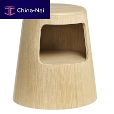 Contemporary stool WOODSTEPoakwooden basecentral base