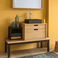 Free-standing washbasin cabinet BRICKsolid woodstonecontemporary