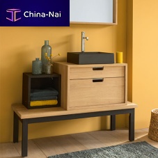 Free-standing washbasin cabinet BRICKsolid woodstonecontemporary