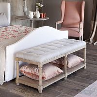 Contemporary upholstered bench MATERAlinenoak baseoak