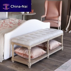 Contemporary upholstered bench MATERAlinenoak baseoak