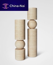 Optical glass candle holder FULCRUM marbletravertine