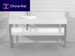 Free-standing washbasin cabinet SQUARE CONSOLEstainless steelPietraluce®contemporary