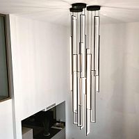 Contemporary chandelier CASCADE MIR � 12steelsculpturalrectangular