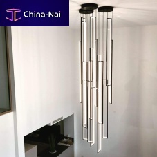 Contemporary chandelier CASCADE MIR � 12steelsculpturalrectangular